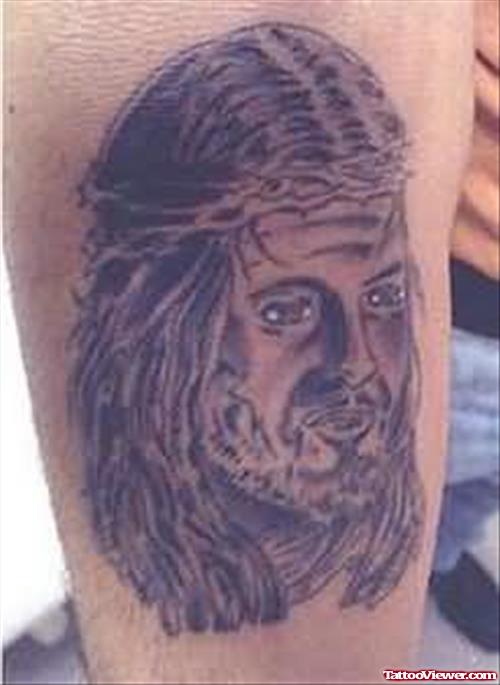 Jesus Tattoo On Knee