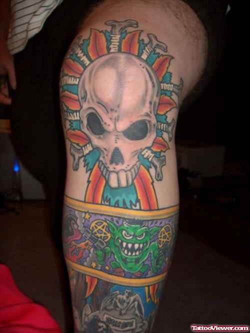 Zombie Skull Knee tattoo