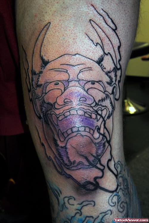 Ghost Head Tattoo On Knee