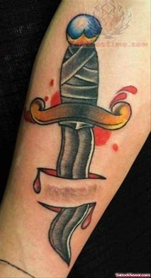 Dagger Knife Cut Tattoo