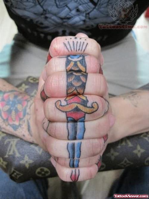 Tumblr Knife Tattoo on Fingers