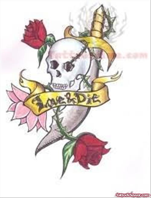 Love And Die - Dagger Tattoo Design
