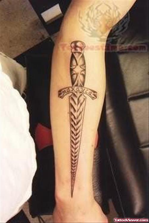 Elegant Dagger Tattoo For Arm
