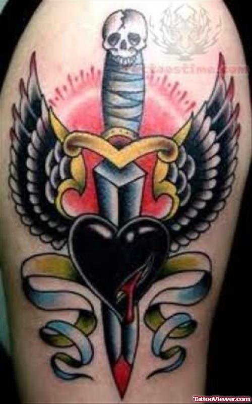 Winged Knife And Dagger Tattoo