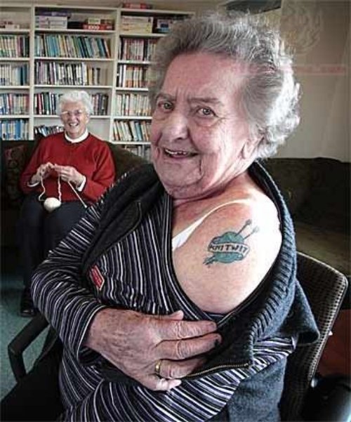 Left Shoulder Yarn Knitting Tattoo