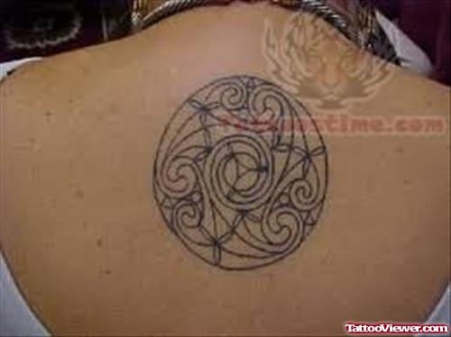 Knot Design Tattoo On Upper Back