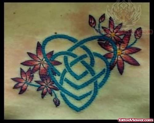 Flowers Celtic Knot Tattoo