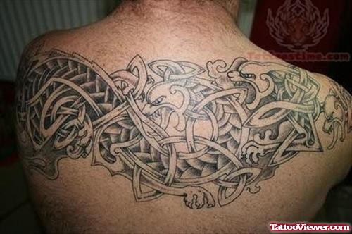 Terrific Knot Tattoo On Upper Back