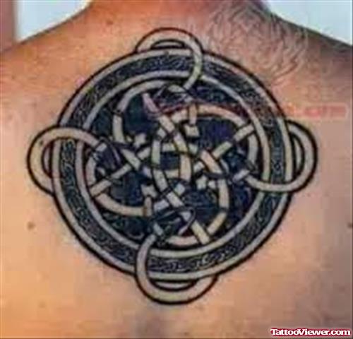 Black ink Knot Tattoo On Back