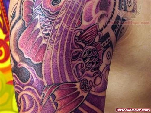 Purple Ink Koi Fish Tattoo