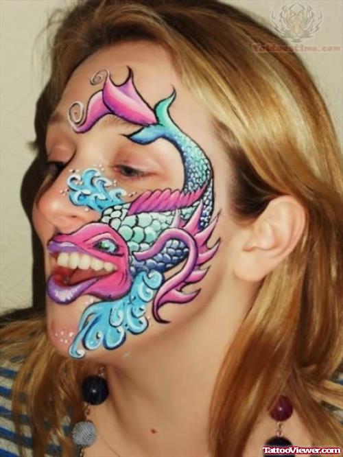 Koi Fish Tattoo On Face