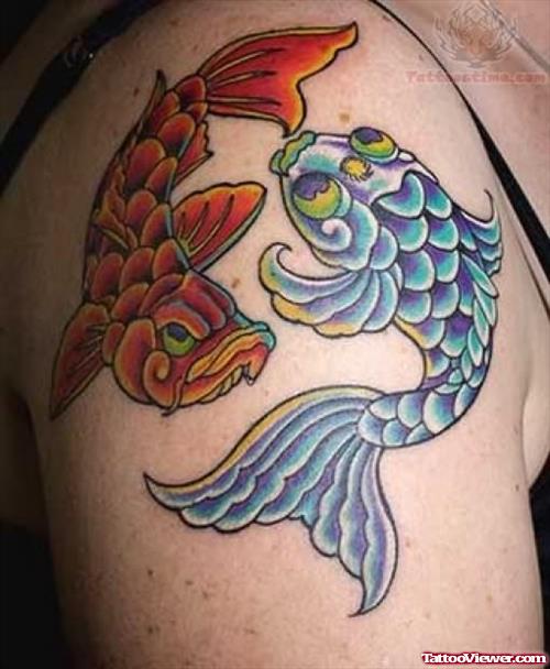 Koi Fish Shoulder Tattoo For Girls