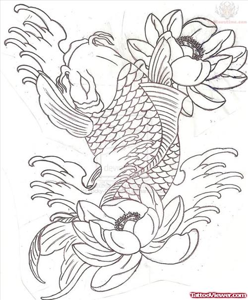Koi Fish Half Sleeve Tattoo Sample