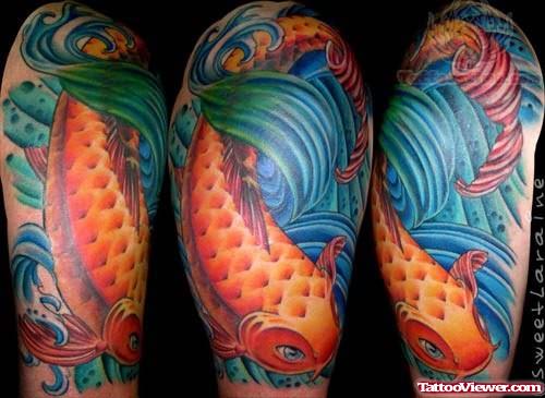 Koi Fish Shoulders Tattoos