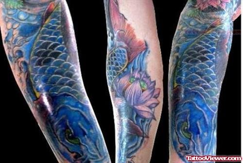 Blue Koi Fishes Tattoo