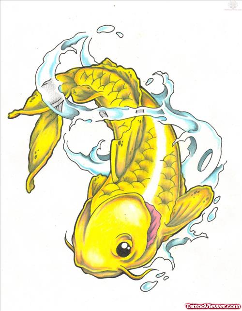 Free Yellow Koi Fish Tattoo