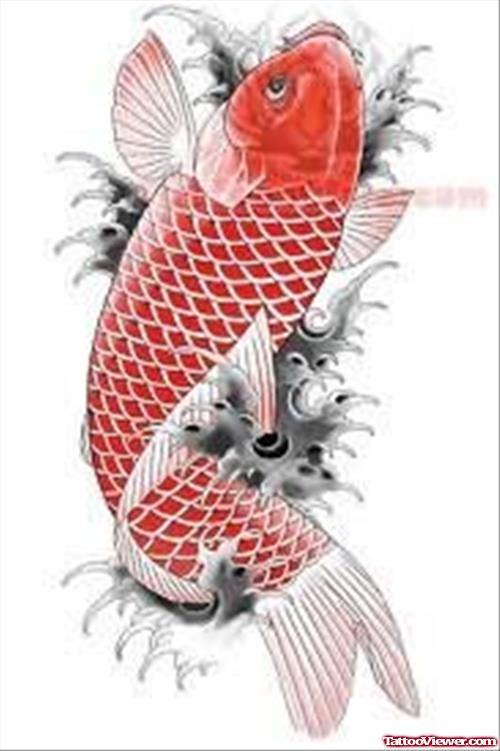 Red Koi Fish Tattoo Sample