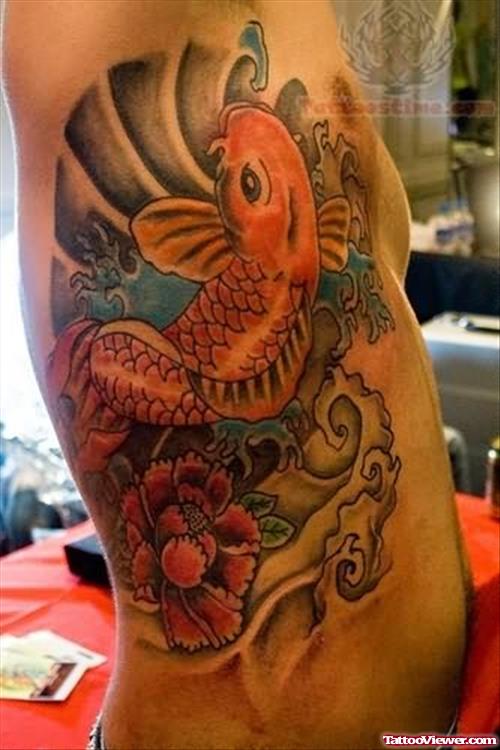 Koi Fish Tattoos Designs On Rib