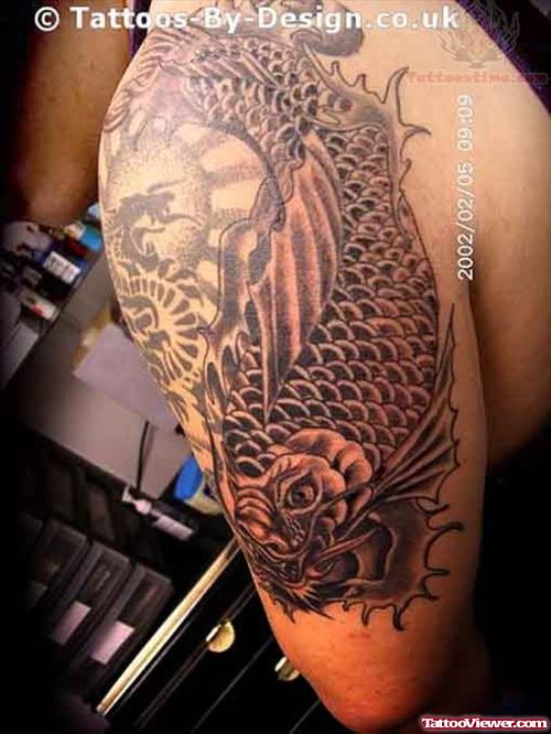 Black koi Tattoo Designs