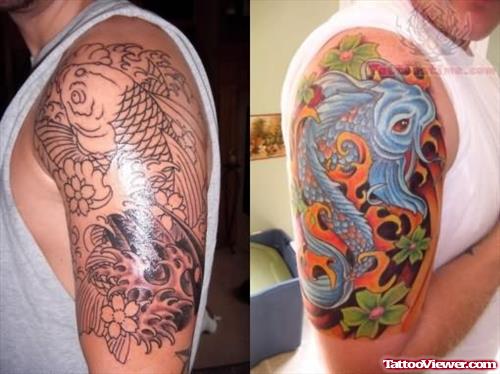 Koi Fish Shoulder Tattoo Idea