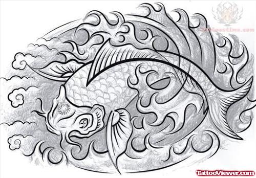 Black And White Koi Fish Tattoo