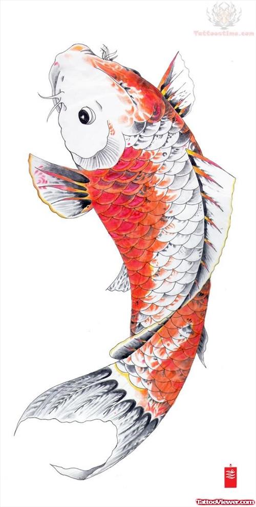 Orange Koi Fish Tattoo Flash