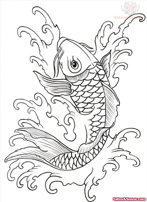 Koi Outline Tattoo Designs