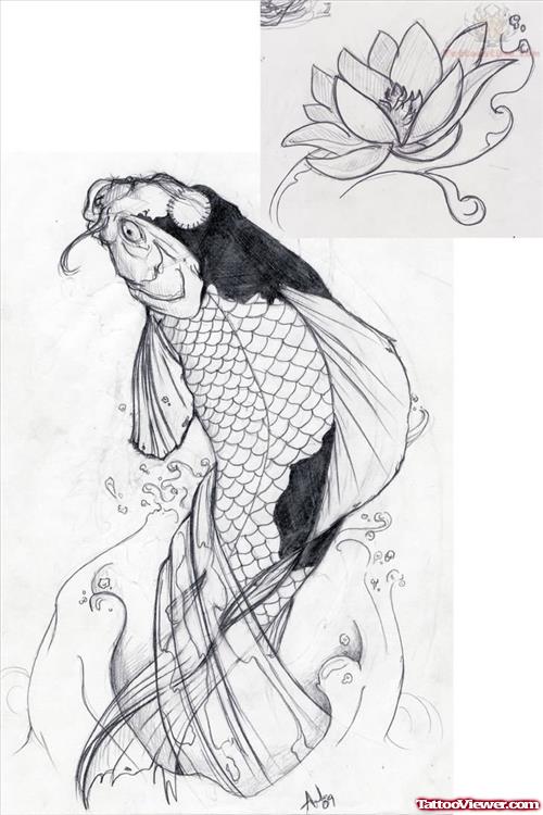 Koi Fish Tattoo Design Sketch