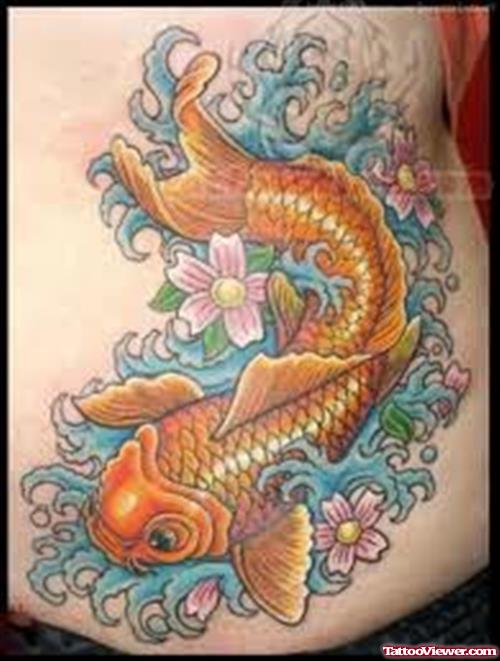 Lower Back Koi Fish Tattoo