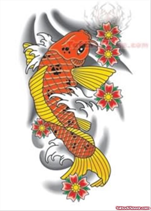Yellow Koi Fish Tattoo Sample