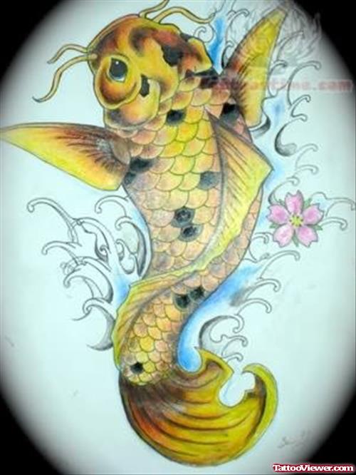 Yellow Koi Fish Tattoo Drawing