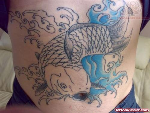 Koi Fish Tattoo On Belly