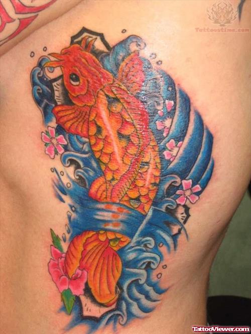 Blue ink Koi Fish Tattoo