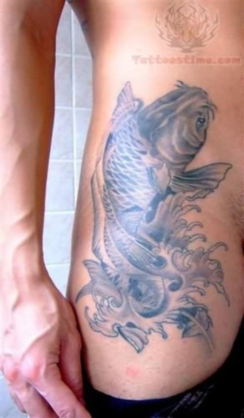 Koi Fish Tattoo on Side Rib