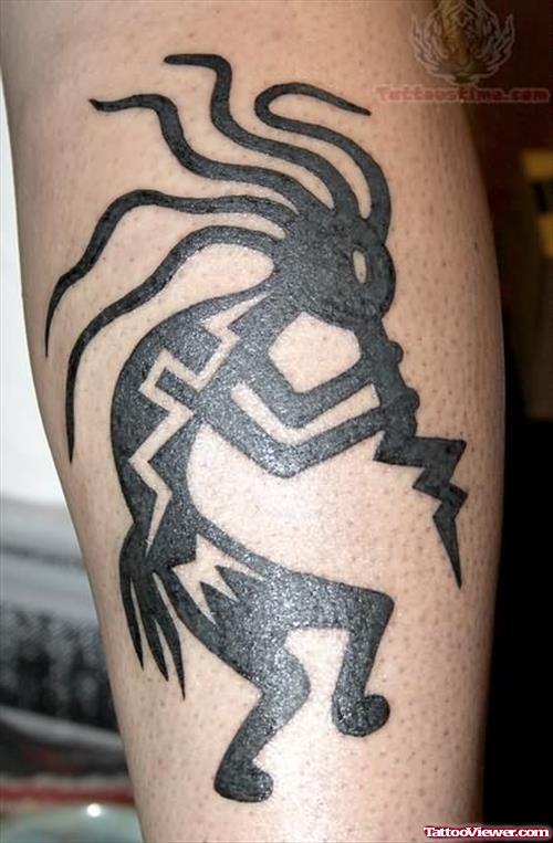 Black Ink Kokopelli Tattoo