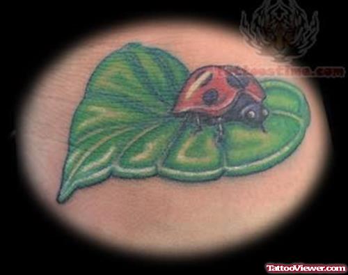 Ladybug And Leaf Tattoo