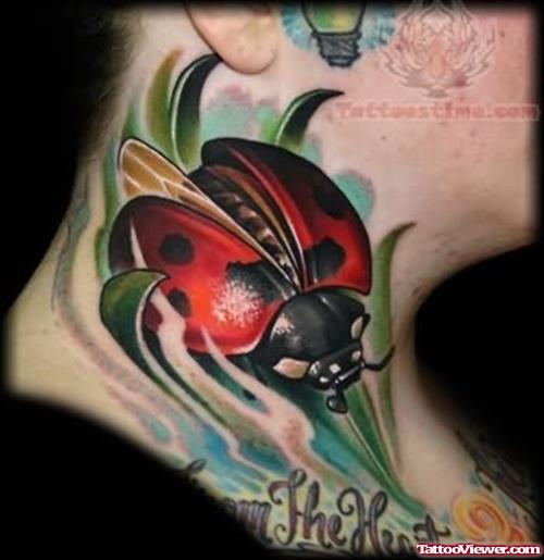 Ladybug Neck Tattoo