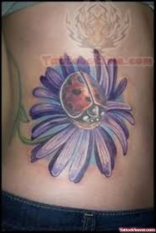 Big Flower And Ladybug Tattoo