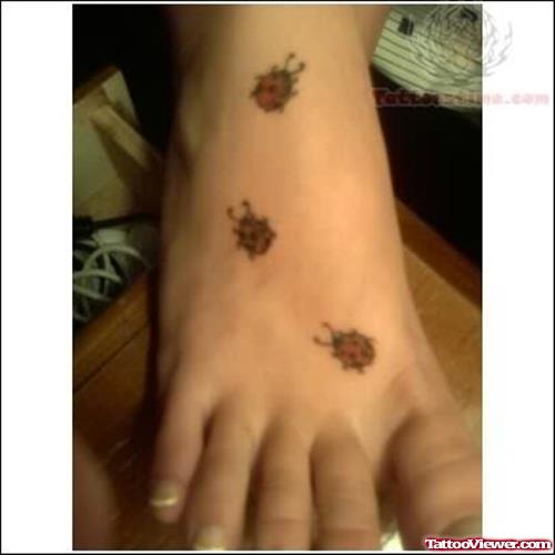 Ladybug Tattoos on Foot