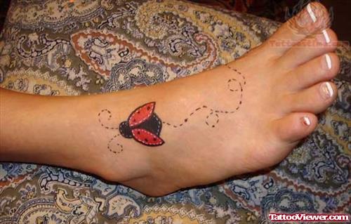 Ladybug Tattoo Design On Foot