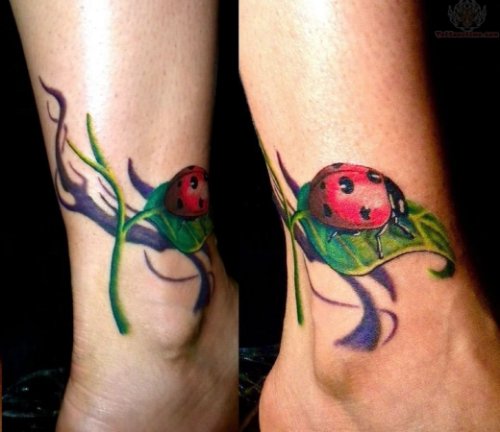 Ankle Ladybug Tattoos