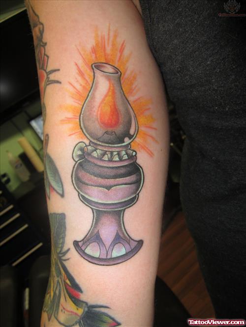 Lighting Lamp Tattoo On Bicep