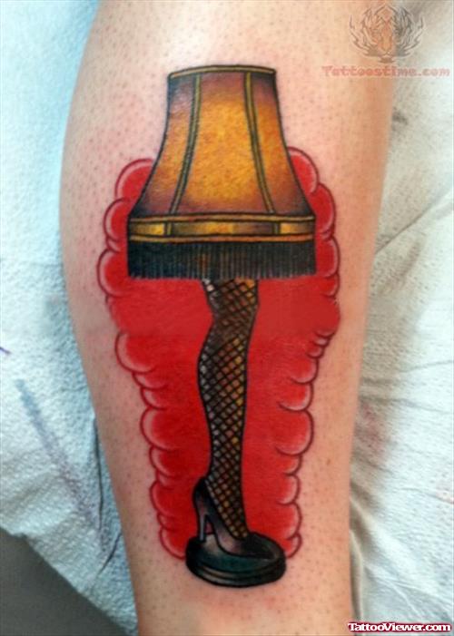 Red Ink Candle Lamp Tattoo