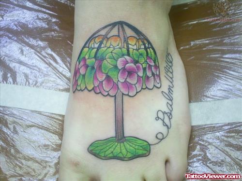 Flower Lamp Tattoo On foot