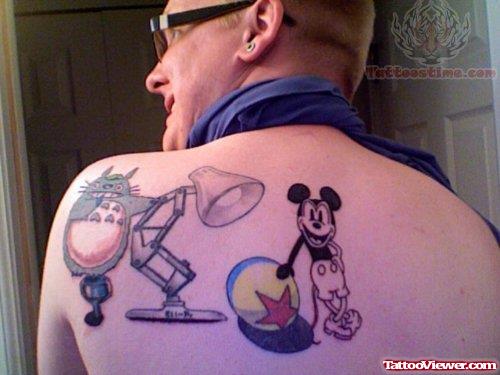 Micky Mouse And Lamp Tattoo