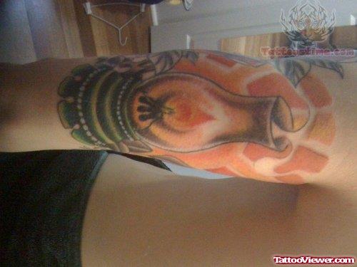 Burning Lamp Tattoo On Arm