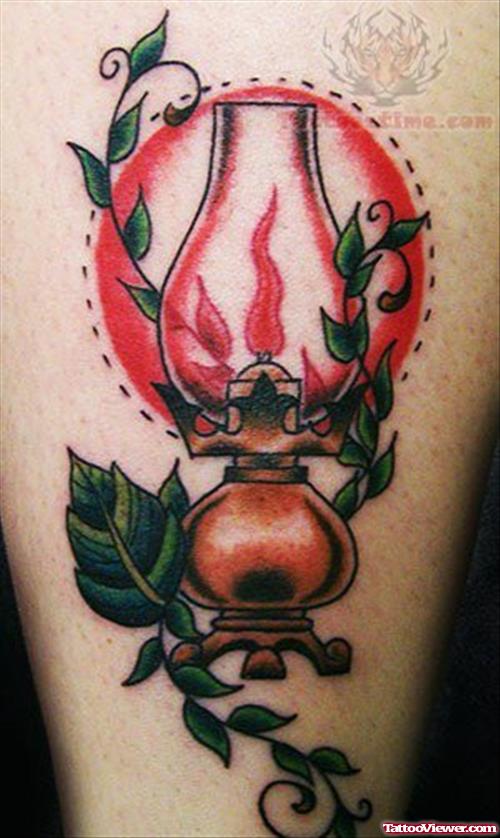 Red Flame Lamp Tattoo