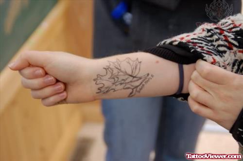 Leaf Tattoo on Wrist