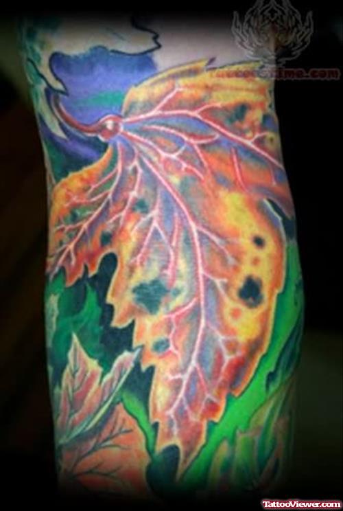 Autumn Colorful Leaves Tattoo