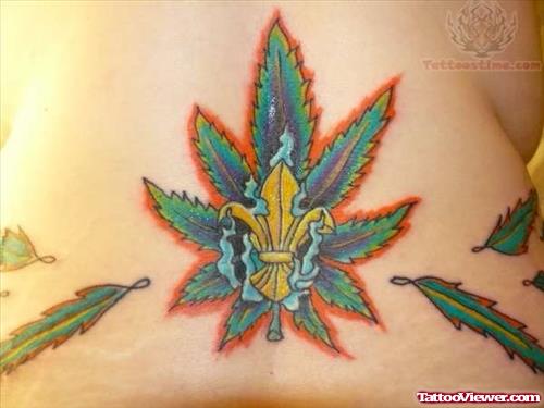 Pot Leaf Tattoo On Back
